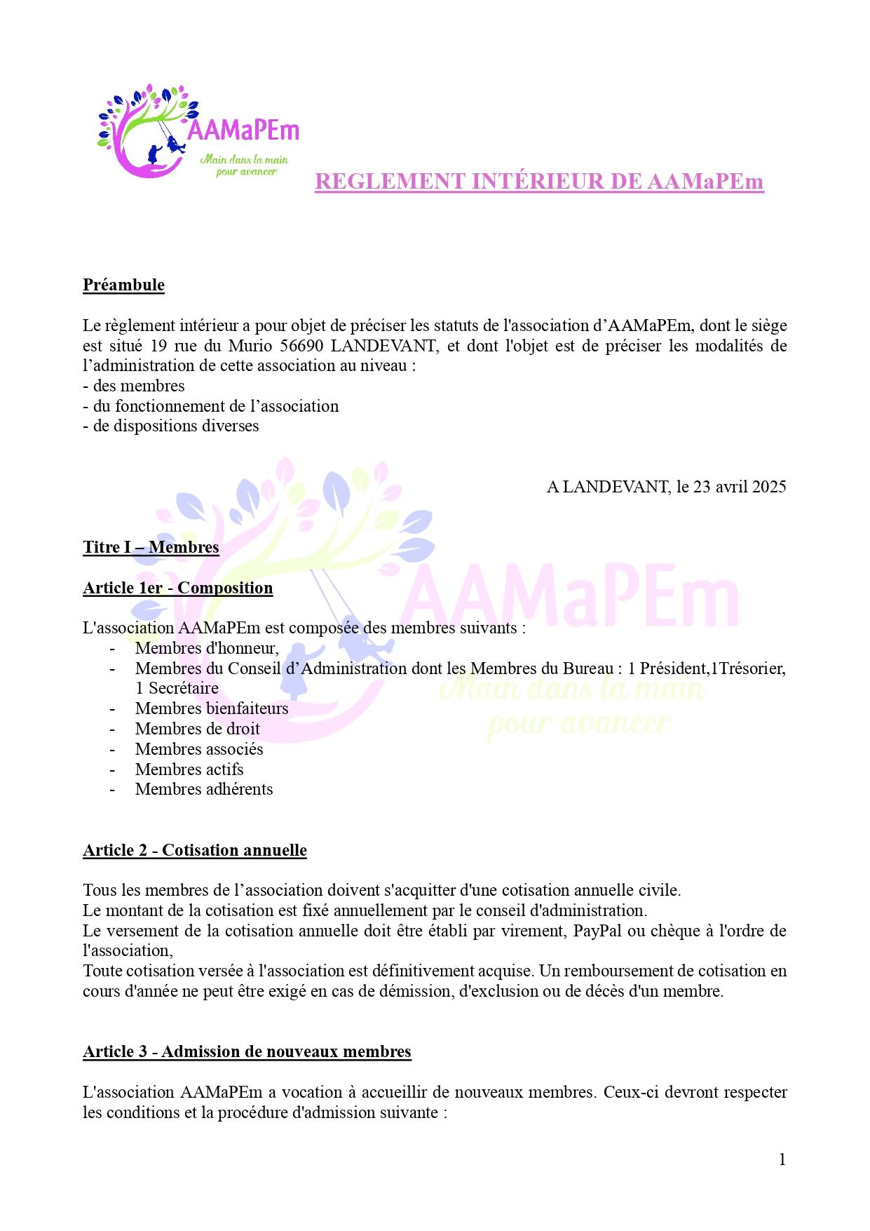 Reglement interieur 2025 aamapem page 0001